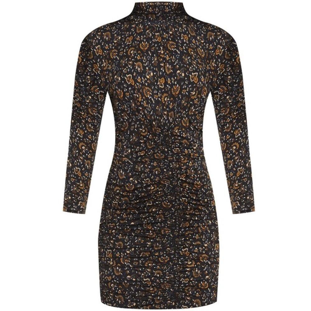 Veronica Beard Greta Dress, Ruched Bottom, Sexy,  Black -Multi Color Sz L - Picture 3 of 15